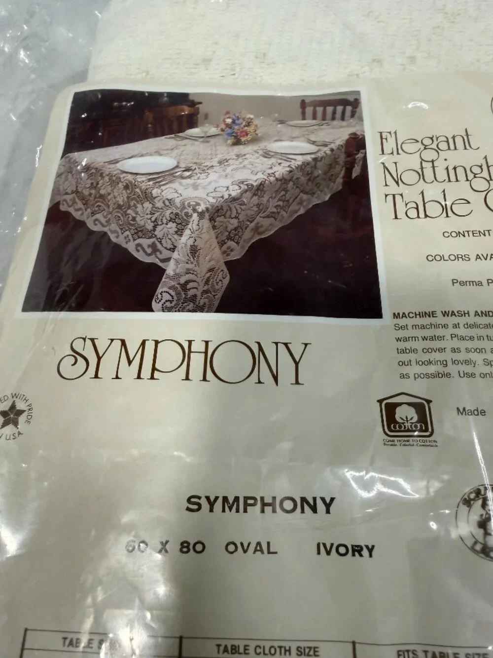 Scranton Lace Tablecloth NWT 60x80 Ivory Cotton Nottingham Vintage Symphony USA